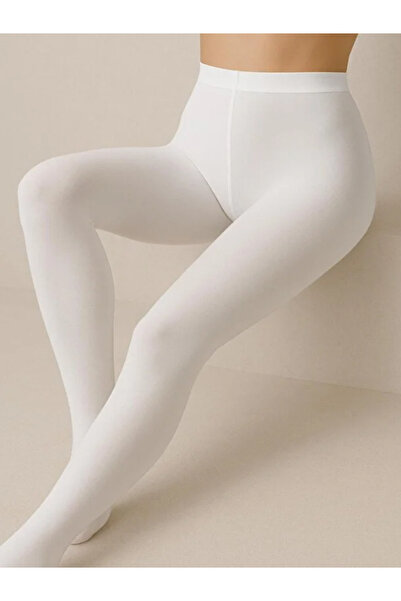 Müjde Women's White Medium Thick Opaque Pantyhose