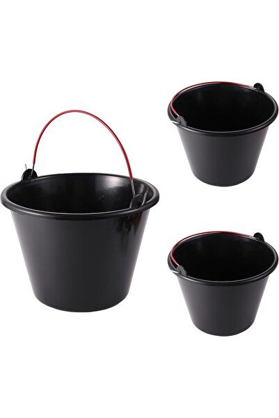 BMB TOOLS 10L Black Plastic Buckets with Ergonomic Handles (Set of 3)