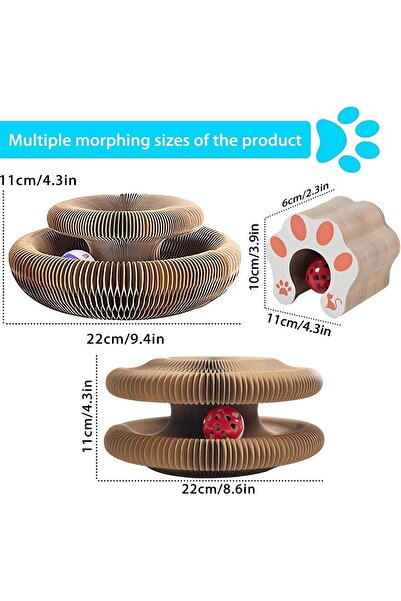 genernic JIGCEN Magic Kitty Curls Foldable Accordion Cat Scratcher with Bell Ball (Brown)