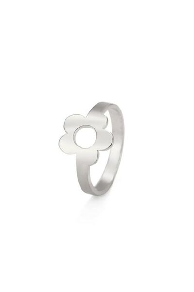 Minelinda kkjoy - Ring, Stainless Steel, Plumeria Floral Design, Adjustable, Silver