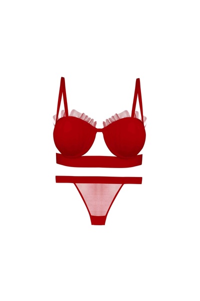 CENSEY Mussel Model Satin Striped Padded Bra Panty Set