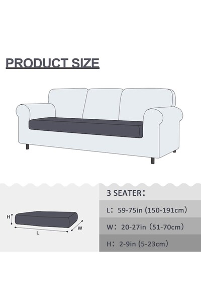 TAOCOCO Elastic Sofa Cover TAOCOCO, Washable, 3-Seater, Dark Gray