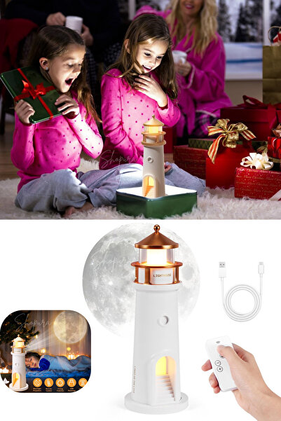 Shopura Gece Lambası Işıklı Yansıtan Deniz Feneri Projeksiyon Çocuk Ve Genç O...