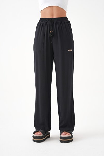 badminton Black Viscose Pants