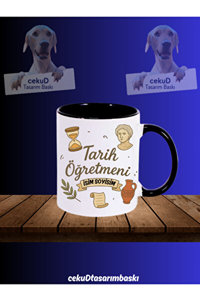 cekud tasarım baskı Tarih Öğretmeni Kupa Bardak – İsim Yazılı Porselen Siyah ...