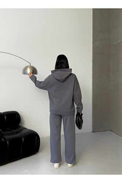 moda paketi Oversize Embroidery Detailled 3-Thread Shar Fleece-Lined Ofman Set