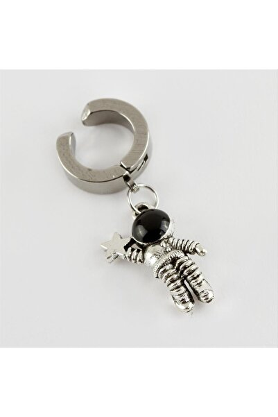 ZERO LAND Nrzsnt Astronaut Figured Magnetic Steel Men's Earrings Pinch-On 1 (131017) Piece-Silver Color