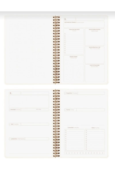 Copyder A5 Spiral Linen Undated Planner Agenda Green Color Infinity Planner Fountain Pen Compatible