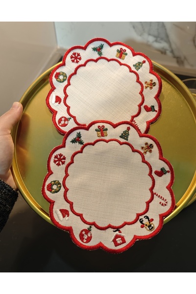 Kübra Nakış Tasarım 2 قطعة من مناديل الكوكتيل لعيد الميلاد