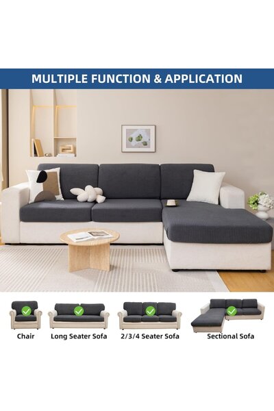 HGD Sofa Cover 2-Seater, Stretch Protective, Washable, Grey