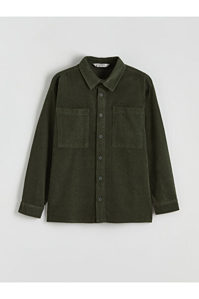 LC Waikiki artı-store'den Yeşil Kadife Erkek Çocuk Gömlek