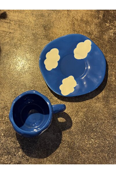 selvi wear Bulut desenli seramik kahve fincanı