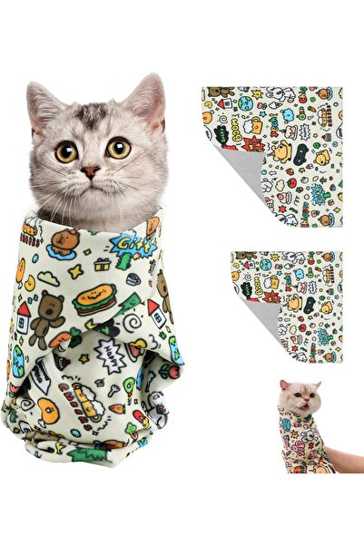 KASTWAVE Self-adhesive Fabric Cat Restraint Wrap (55×55 cm) - Anti-bite, Anti-scratch, Calming, L -