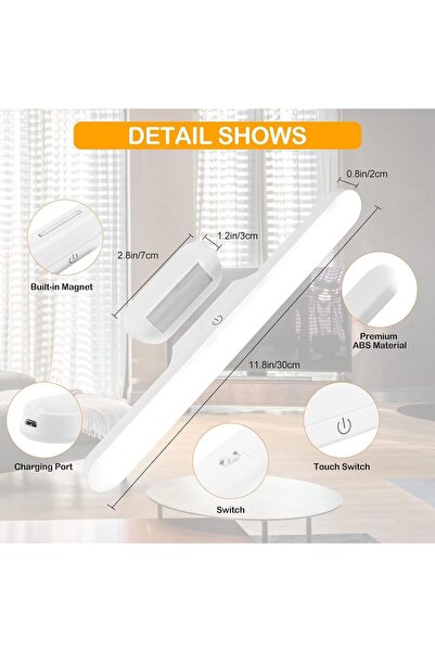 Generic SKY-TOUCH Rechargeable LED Under-Cabinet Light Strip, 2pcs 30×3.8×5 cm, White