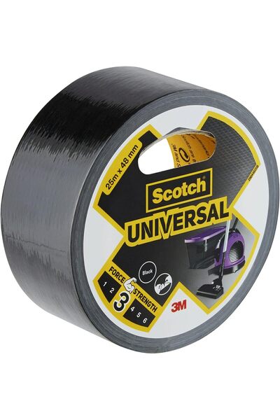 Scotch شريط لاصق عالمي 25 متر × 48 مم، أسود، متعدد الأغراض (لفافة واحدة)