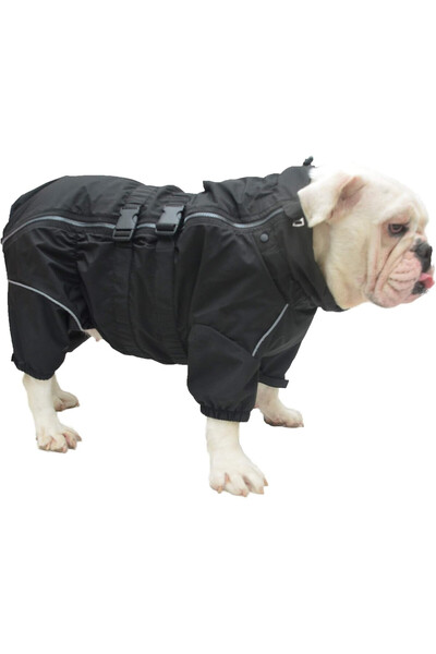 OEM Haină impermeabilă Lovelonglong pentru câini, M, nailon, căptușeală din fleece, benzi reflectorizante, neagră