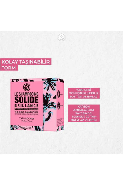 Yves Rocher Solid Shampoo That Adds Shine for Hair Without Exhaustion 60 Gr Organic Calendula Vegan Eco-Friendly
