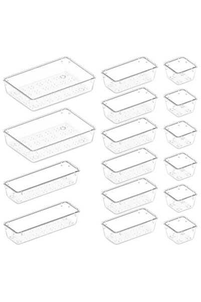 Lifewit Organizator de sertare, Lifewit, plastic transparent cu 16 piese pent...