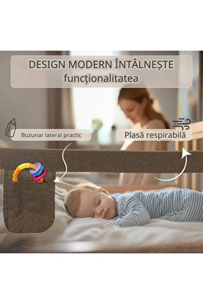 NOOMII Bed Safety Rail, Foldable, 150 cm, Breathable Mesh