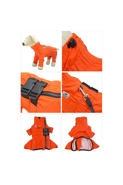 OEM Haină impermeabilă pentru câini Lovelonglong, S, nailon, mărime mică, căptușeală din fleece, benzi reflectorizante, portocaliu