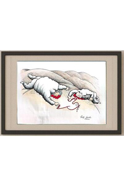 karikatural Feng Gui Bo 43x30cm Orijinal Karikatür Tablo
