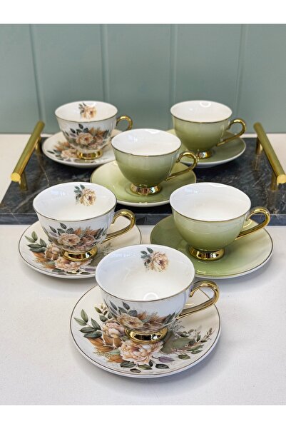 dunyazuccaciye Azade 6 Kişilik Porselen Türk Kahvesi Fincanı