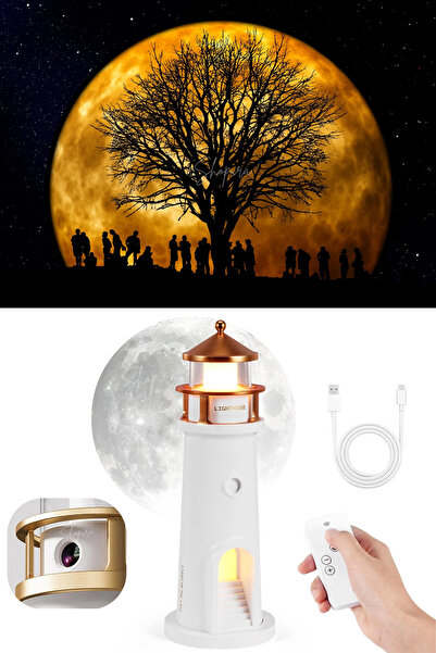 Shopura Deniz Feneri Gece Lambası, Ay Projeksiyonlu Deniz Lambası, Masa Lambası