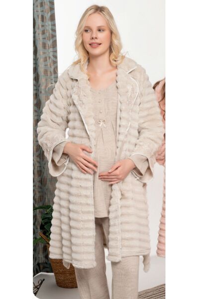 Bone Club Luxury Premium 3-Piece Maternity Pajama Set with Postpartum Gown