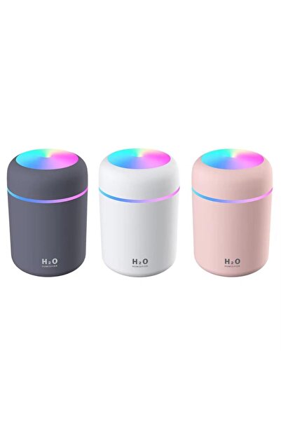 AlfTech LED Humidifier with Aromatherapy, 300ml, USB Powered, Silent, Ambient Light, Gray