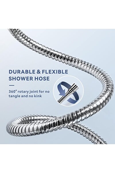 ABK POINT خرطوم دش إضافي بطول ١٨٠ سم من الفولاذ المقاوم للصدأ - مضاد للالتواء...