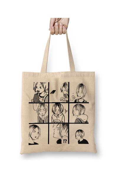 Toyaso Haikyuu Kenma Біла тканинна сумка з довгими ручками Сумка для покупок Сумка для пляжу
