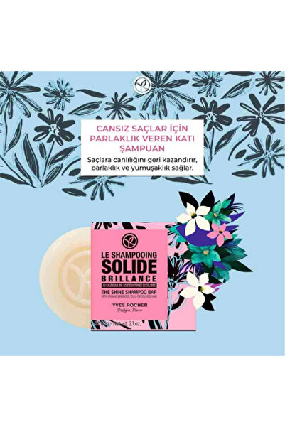 Yves Rocher Cansız Saçlar İçin Parlaklık Veren Katı Şampuan 60 gr Organik Ayn...