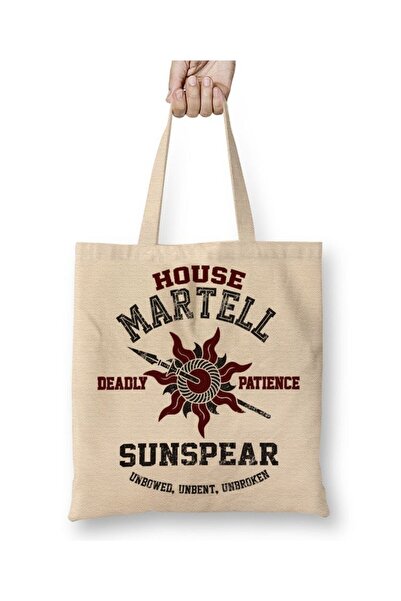 Toyaso Game Of Thrones House Martell Geantă de pânză albă cu mâner lung Geant...