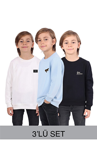 Rekormoda Pachet de 3 pentru băieți Ecru-Albastru închis-Negru 3 fire Ş cu că...