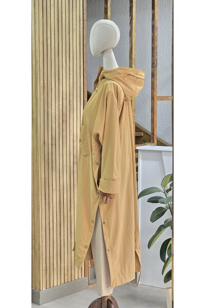 NANTİREA Kesekağıdı Hooded Long Raincoat