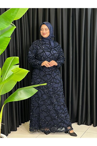 Butik büyük beden Luxury Evening Dress with Sequins