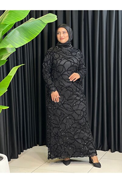 Butik büyük beden Luxury Evening Dress with Sequins