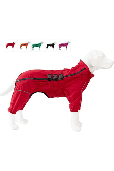 OEM Haină impermeabilă Lovelonglong pentru câini, mărimea S, pentru câini de talie mică, căptușeală din fleece, benzi reflectorizante, roșie