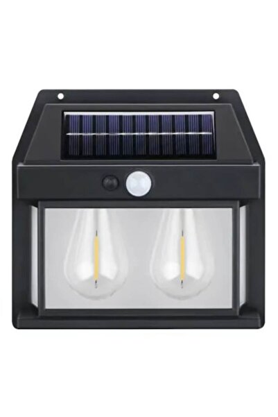 cBk Lampă solară de perete cu 2 becuri LED, senzor de mișcare, 3 moduri de il...