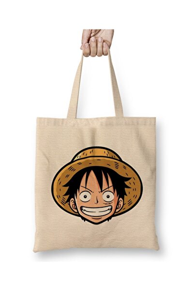 Toyaso One Piece Straw Hat Luffy 01 Λευκή υφασμάτινη τσάντα με μακρύ χερούλι ...