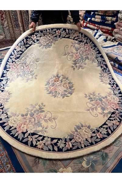 RD RAMAZAN DAĞ EL HALI SANATI El Dokuma Kabartmalı Yuvarlak Çin Halısı Birinc...