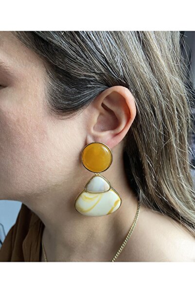 GOX أقراط على شكل قطرة بمظهر الرخام