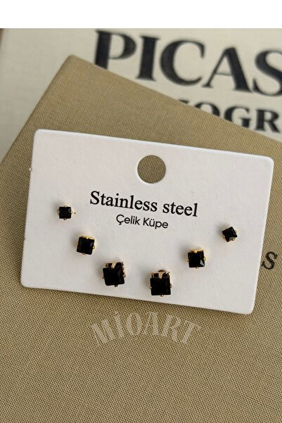 MioArt Women's 6-Piece Single Stone Earrings