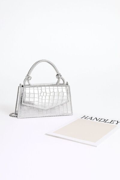 Handley Luxury Croco Leather Patterned Handbag with Chain Strap