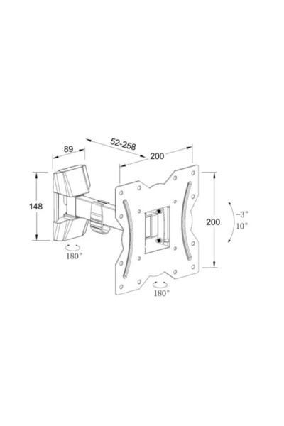 Well Wall Mount TV Bracket 13"-43" Adjustable Single Arm, TVS-LCD-SW143-WL
