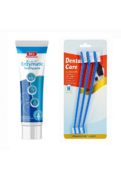 Bio PetActive Biodent Enzymatic Köpek Diş Macunu 100 ML + Diş Fırçası 3 Lü