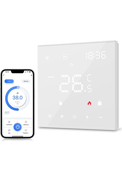 OEM MIUCDA smart thermostat, 3A, WiFi, digital, Tuya / Smart Life, Alexa / Google Home compatible, white