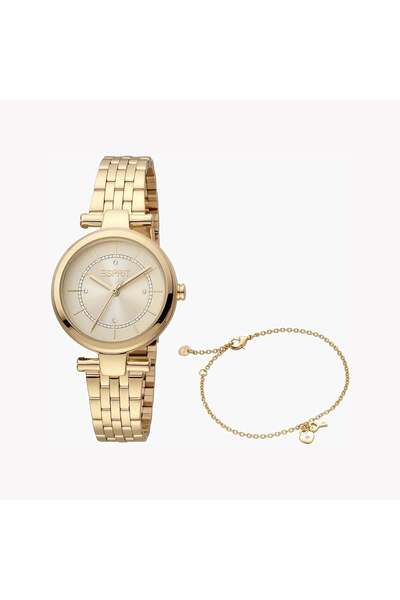 Esprit Women's Gold Stainless Steel Watch, Champagne Dial | Es1l144m0065
