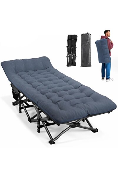 ATORPOK SHOP ATORPOK Folding Camping Bed, supports up to 200 kg, side pocket, blue