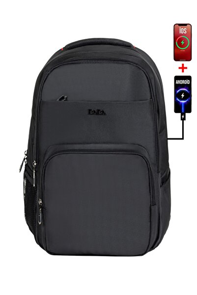 Necati Çanta Dada 13 Daily School Backpack Orthopedic 15.6 Inch with USB Port Black